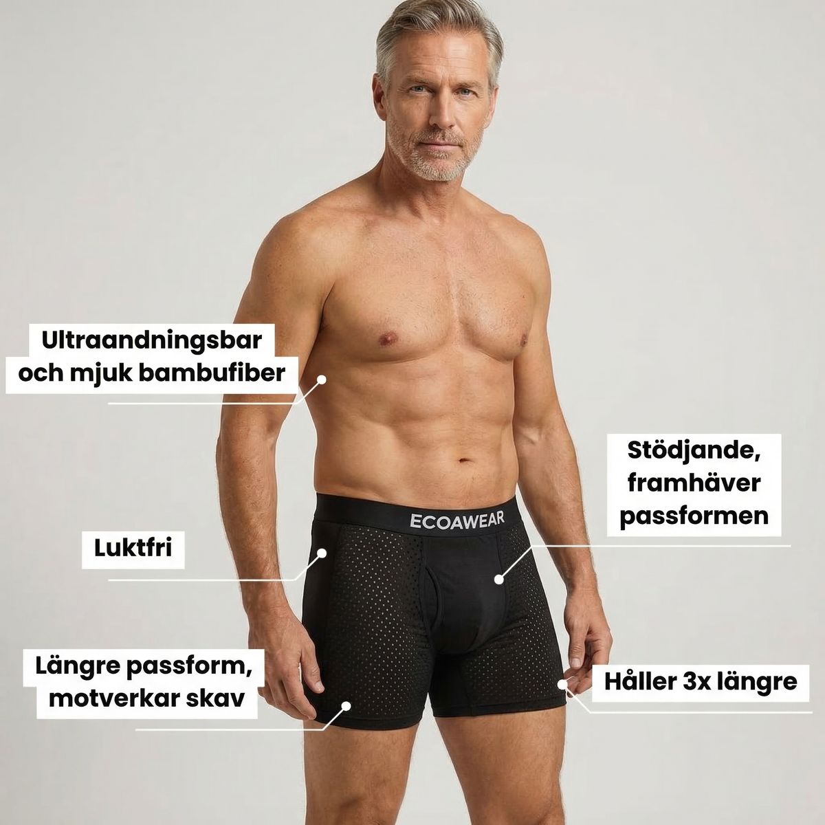 ECOAWEAR® Bamboo Boxers 5-Pack | 6cm longer legs + fly!