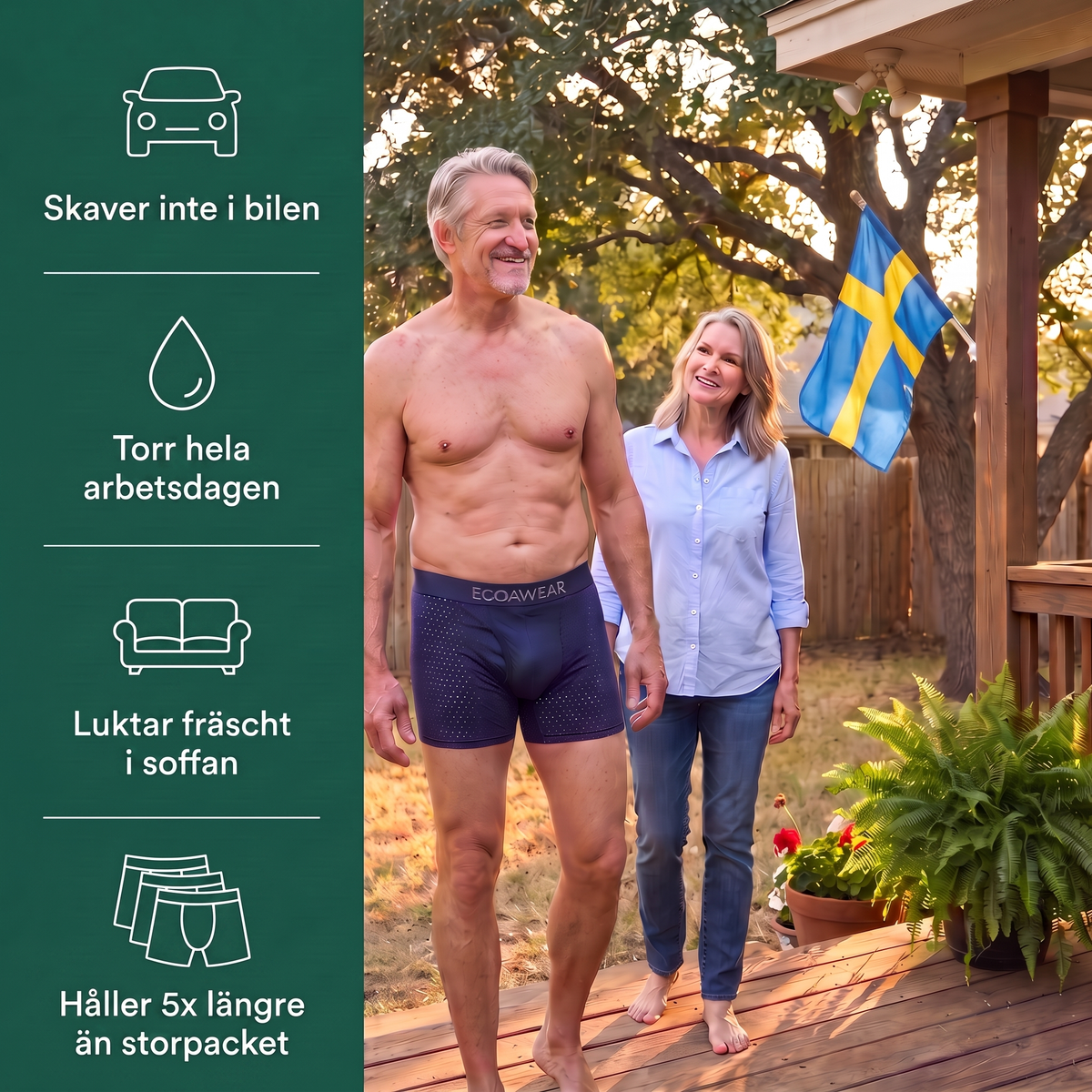 Made For Swedish Men 55+: Bamboo Boxers 2-Pack | Get 3 Extra FREE